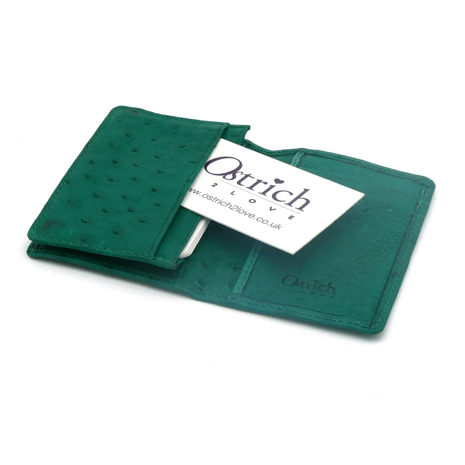Ostrich Leather Business Card Holder Wallet