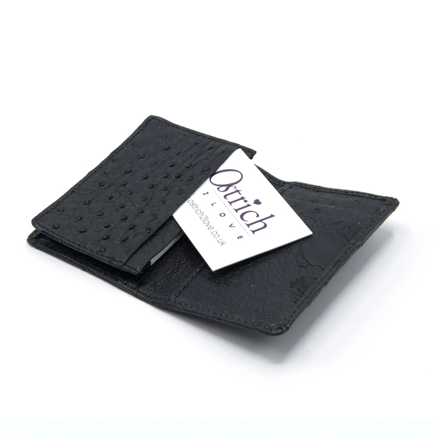 Ostrich Leather Business Card Holder Wallet
