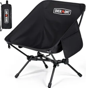 Overmont Ultralight Portable Camping Chair- Lightweight Folding Backpacking Chair, Support up to 330Lbs Compact Beach Chair for Adults with Carry Bag for Backpack Hiking Fishing Outdoor Camp Travel