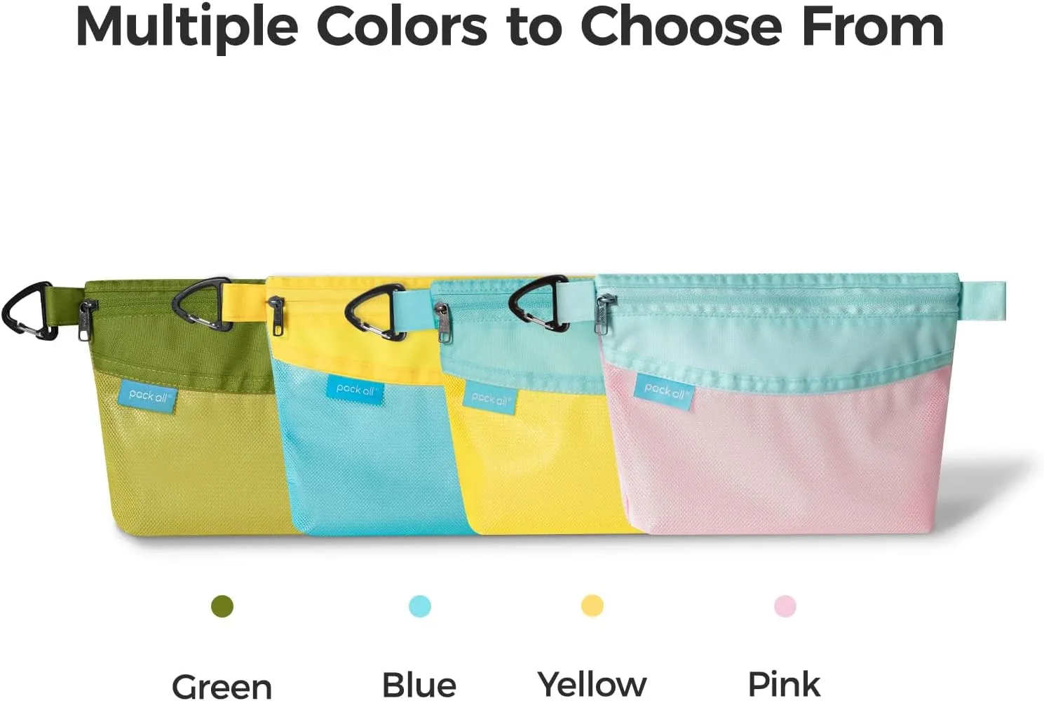 pack all Water-resistant Material Zipper Pouch, Mesh Zipper Bag for Storage, Travel, Office (Large, Green)