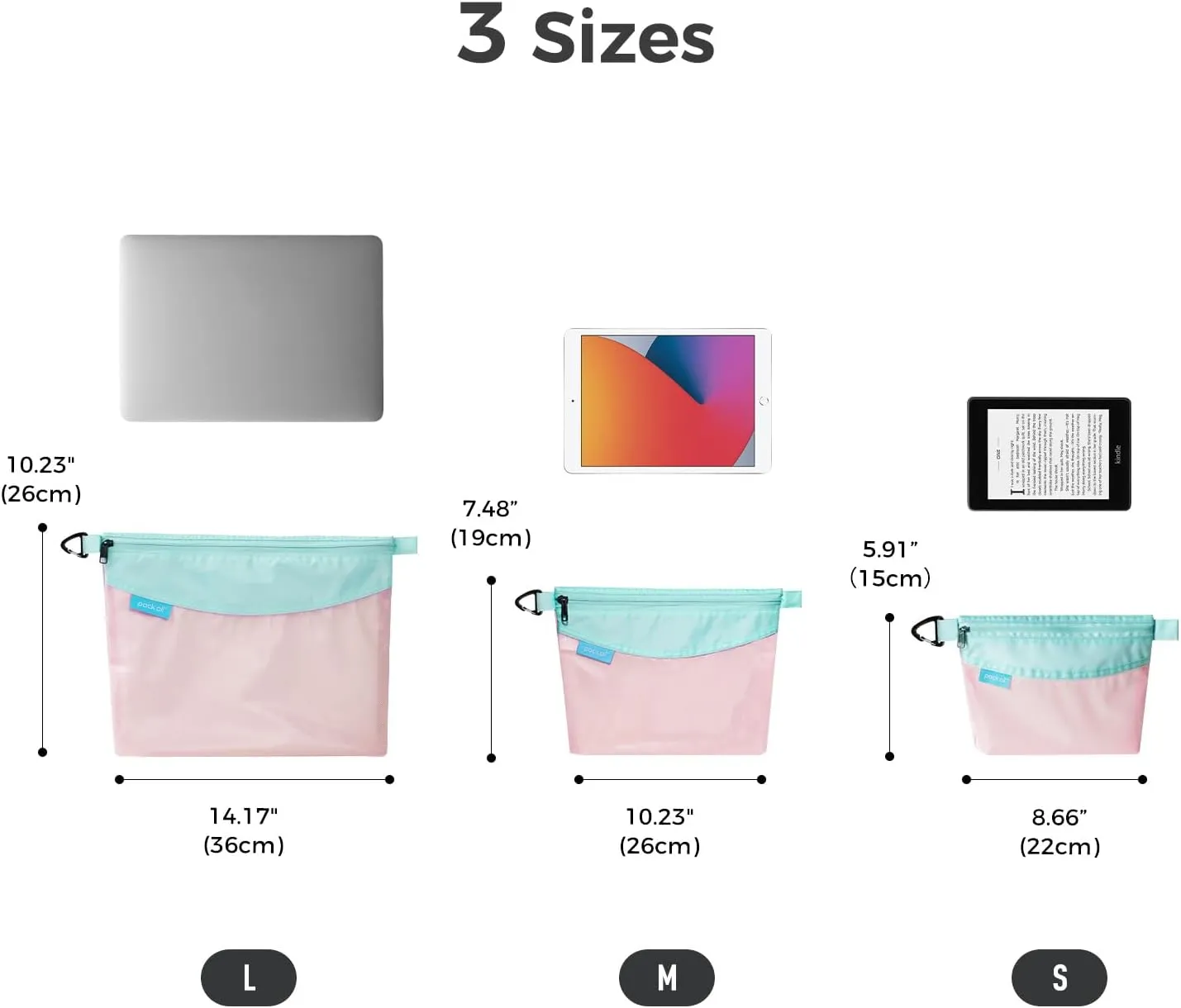 pack all Water-resistant Material Zipper Pouch, Mesh Zipper Bag for Storage, Travel, Office (Large, Pink)
