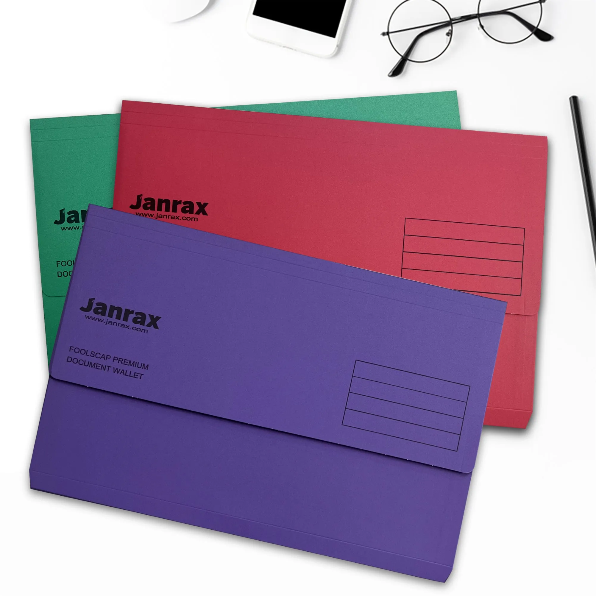 Pack of 50 Black Card Premium Foolscap Document Wallets