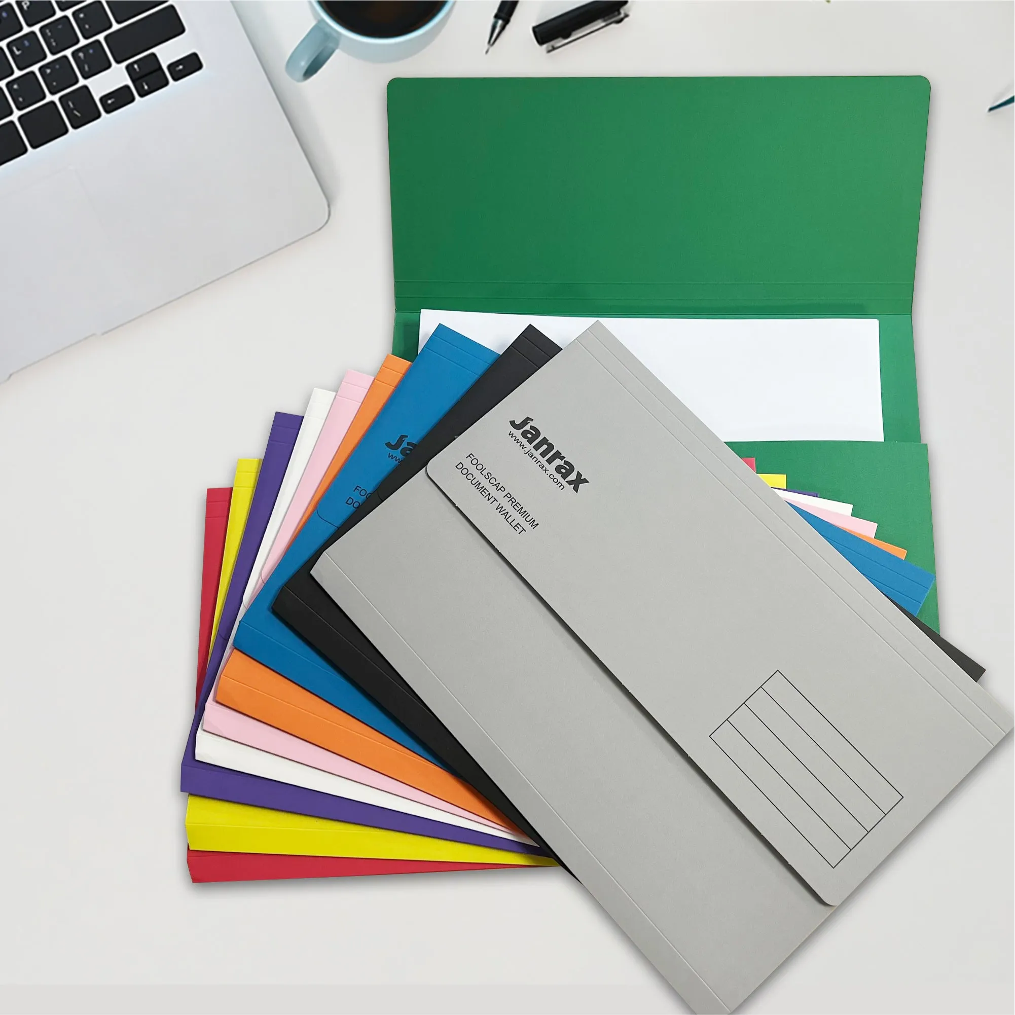 Pack of 50 Black Card Premium Foolscap Document Wallets