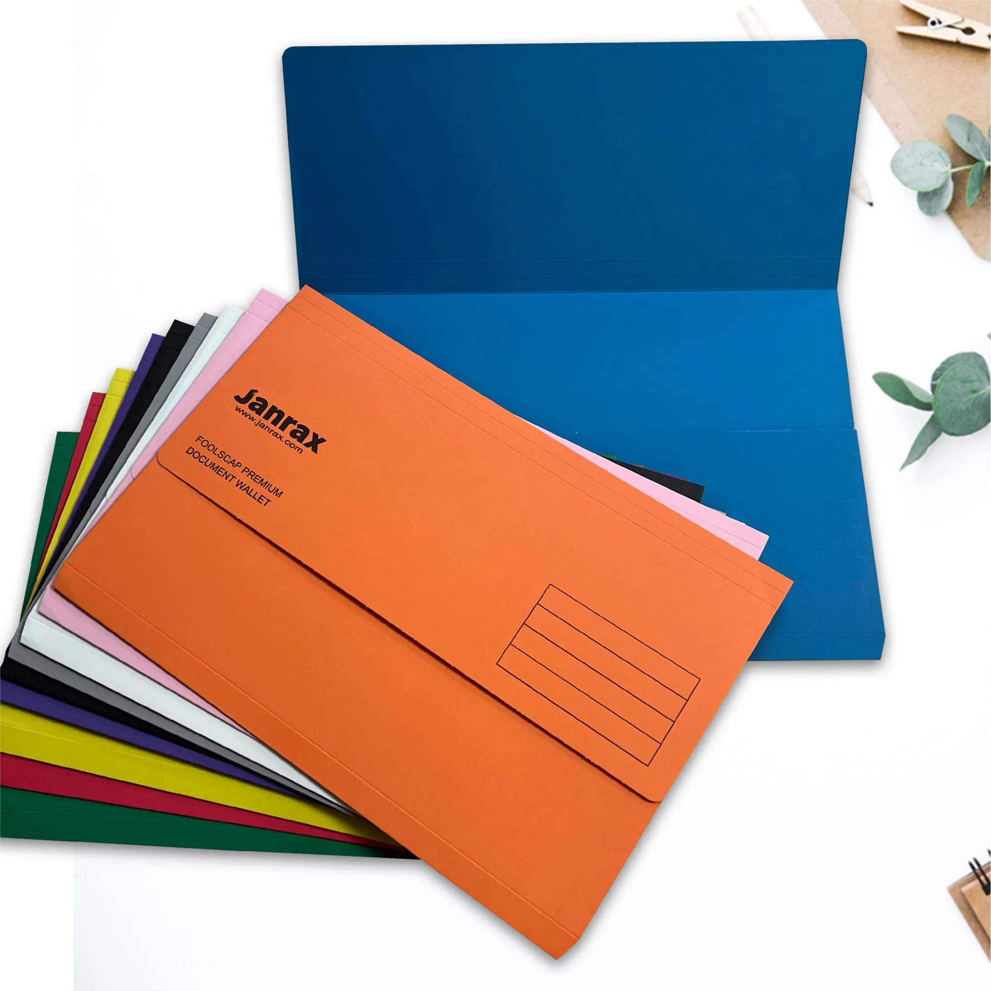 Pack of 50 Black Card Premium Foolscap Document Wallets