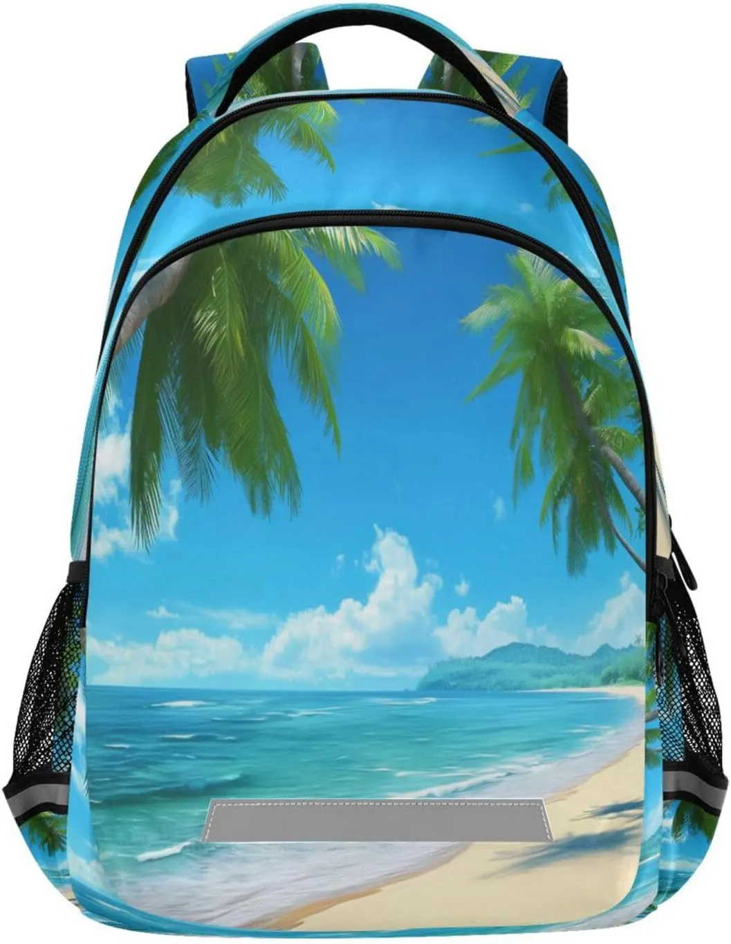 Palm Sea Beach Design Waterproof Backpack - Casual Outdoor Sports Daypack with Ergonomic Shoulder Straps#197