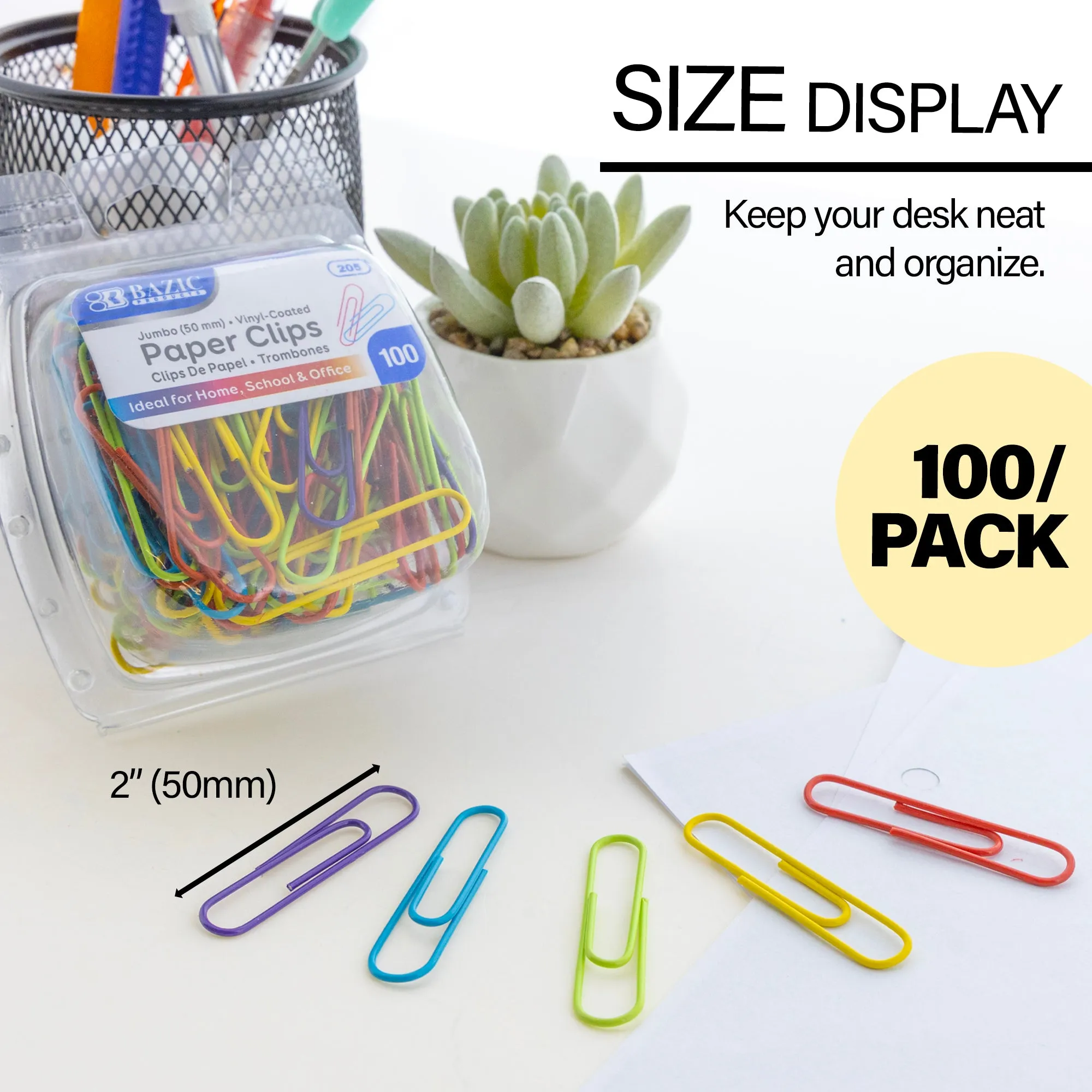 Paper Clip (50mm) Jumbo Color (100/Pack)