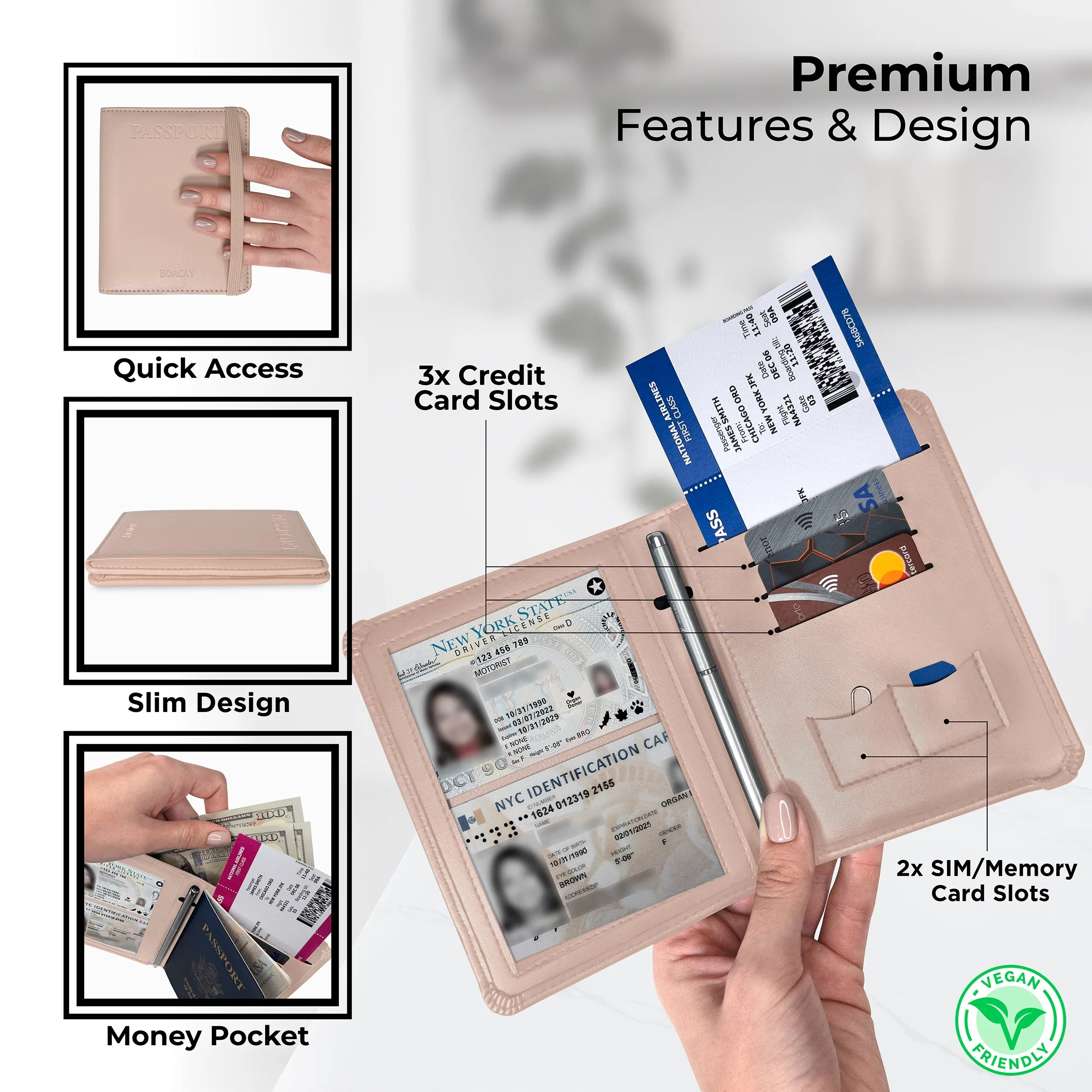 Passport Holder & Wallet - Light Pink