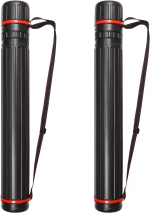 PATIKIL Extendable Poster Tubes, 2pcs Expand from 30.3" to 53.1" with Strap, Art Document Storage Carry Tubes for Blueprints Drawings Artwork, Black
