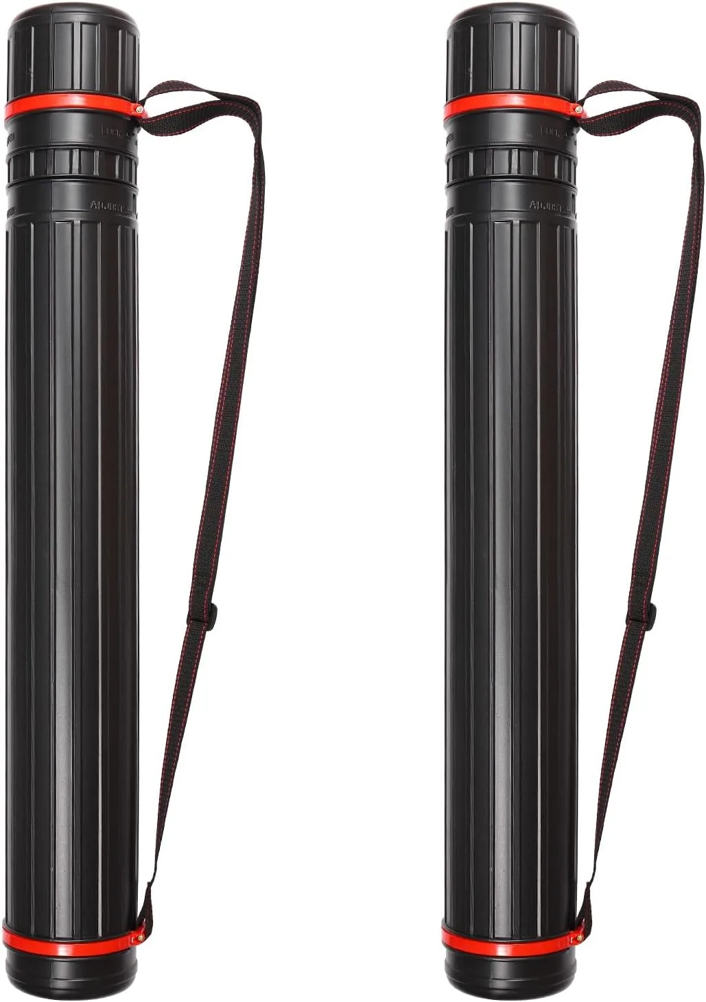 PATIKIL Extendable Poster Tubes, 2pcs Expand from 30.3" to 53.1" with Strap, Art Document Storage Carry Tubes for Blueprints Drawings Artwork, Black