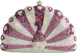 Peacock Crystal Clutch Purses for Women Sparkly Rhinestone Evening Handbags Party Wedding Glitter Purse A-Purple&Silver