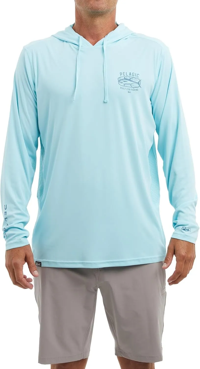PELAGIC Apparel Men's Vaportek Map Fish Hooded Fishing Shirt
