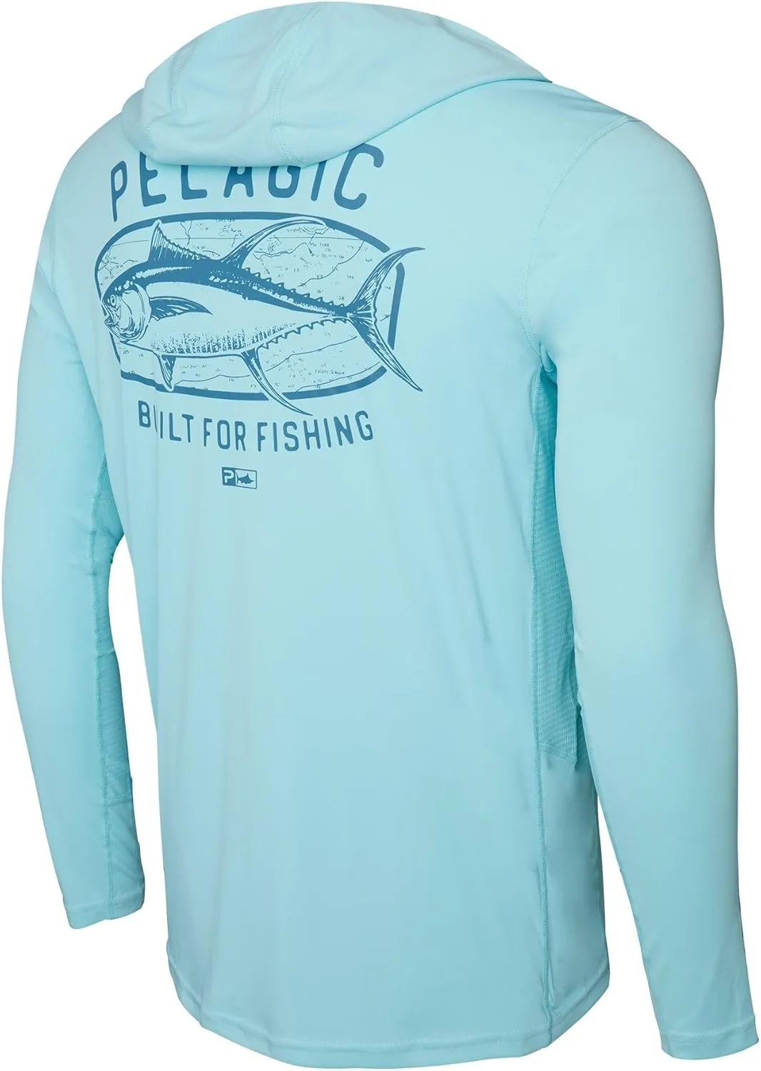 PELAGIC Apparel Men's Vaportek Map Fish Hooded Fishing Shirt