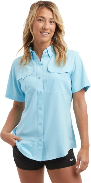 PELAGIC Women's Keys Guide Fishing Shirt, Short Sleeve, UPF 50  Protection, Ventilated and Lightweight