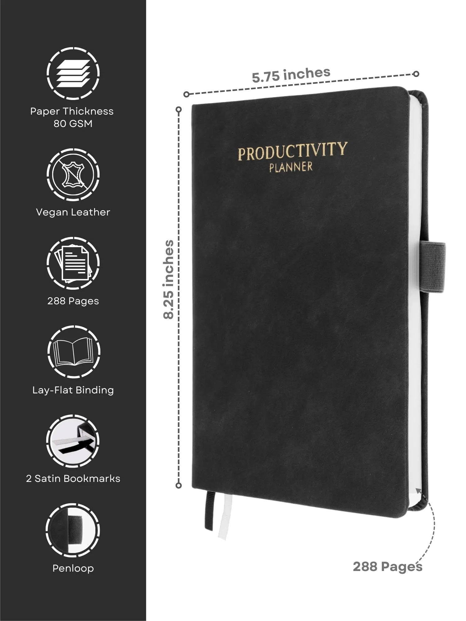 Personalized A5 Pro - Grey Undated Productivity Planner