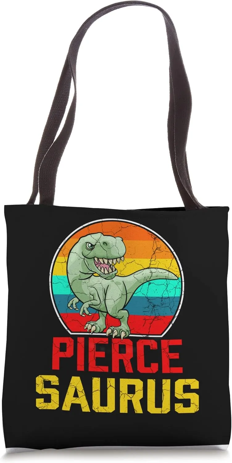 Pierce Saurus Family Reunion Last Name Team Funny Custom Tote Bag