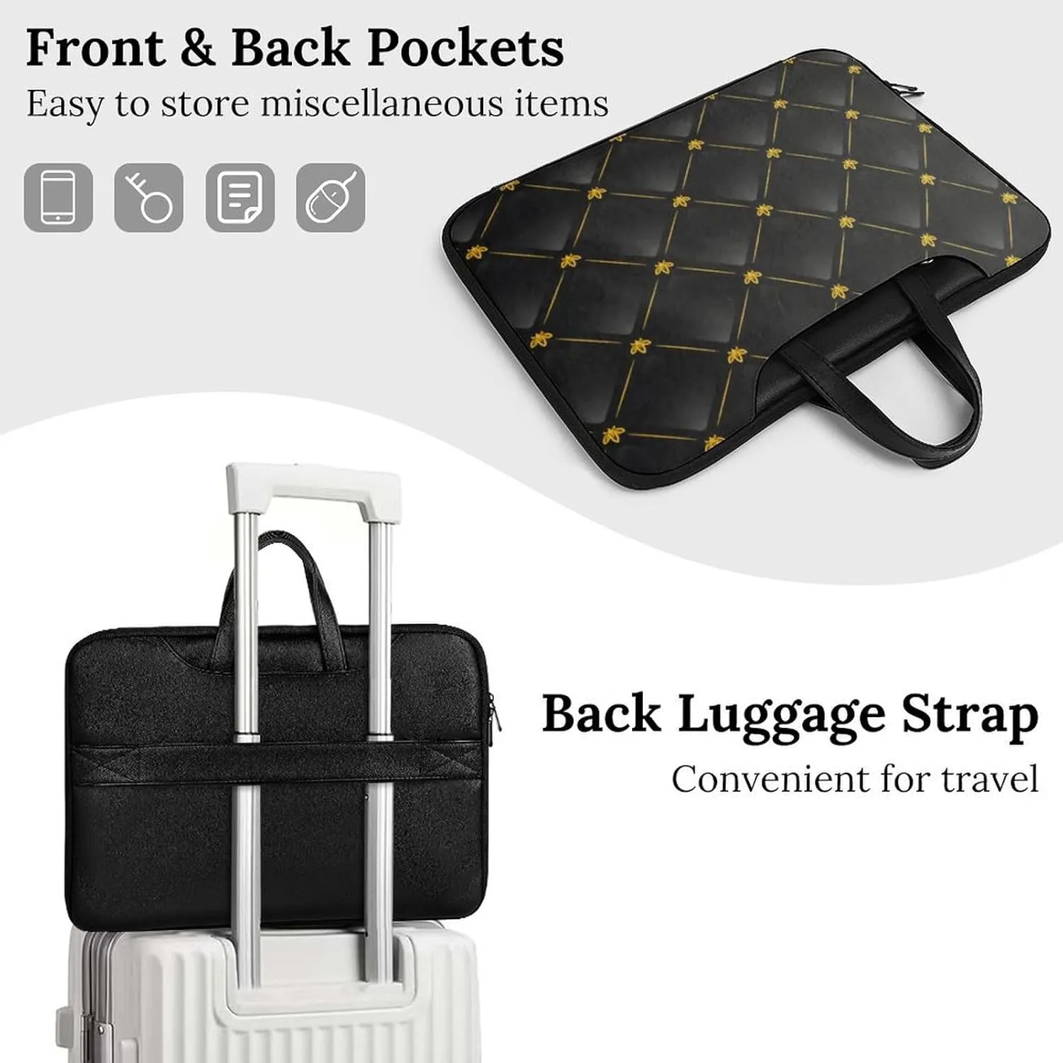 Pink Black Gray Argyle Handheld Single Shoulder Crossbody Laptop Bag Unisex