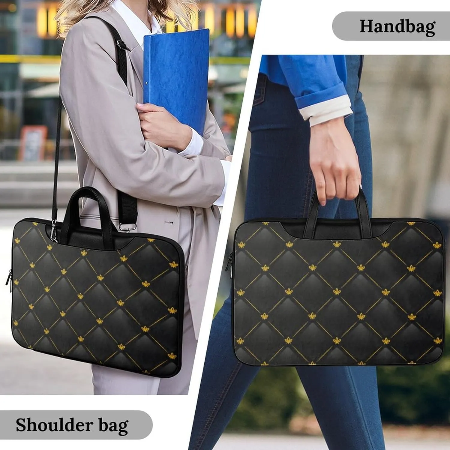 Pink Black Gray Argyle Handheld Single Shoulder Crossbody Laptop Bag Unisex