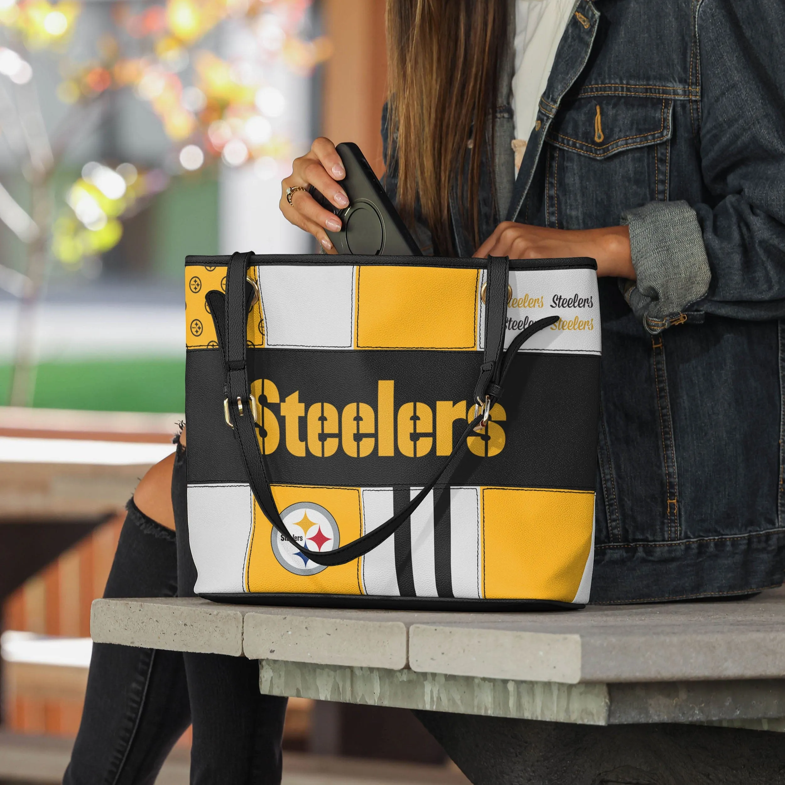 Pittsburgh Steelers Printed Collage Tote
