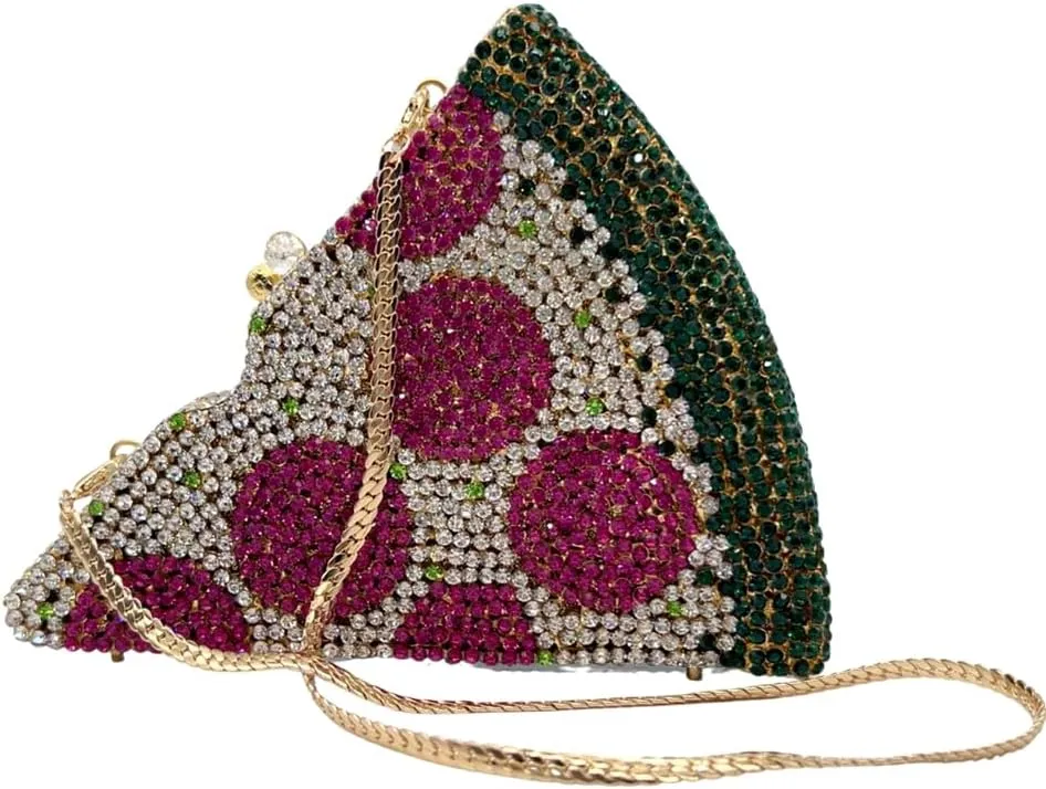 Pizza Diamond Sparkling Clutch Purse Cute Rhinestone Evening Bag for Women Party Cute Shoulder Bag Handbag for Wedding
