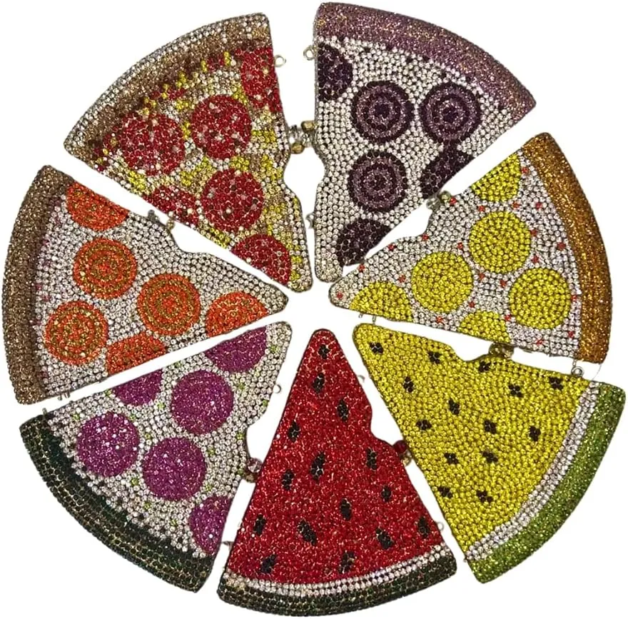 Pizza Diamond Sparkling Clutch Purse Cute Rhinestone Evening Bag for Women Party Cute Shoulder Bag Handbag for Wedding