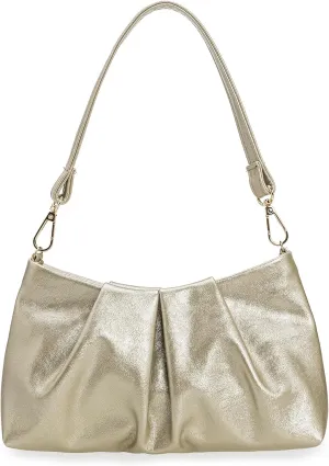 Pleated PU Clutch Evening Purse for Women Dressy Formal Faux Leather Shoulder Handbag