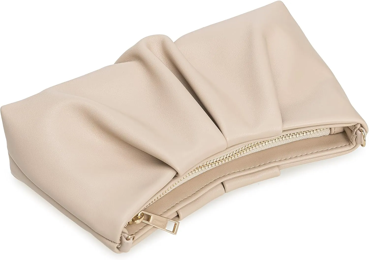 Pleated PU Clutch Evening Purse for Women Dressy Formal Faux Leather Shoulder Handbag