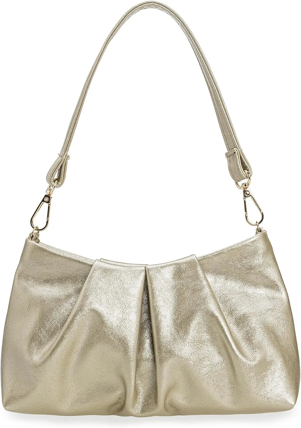 Pleated PU Clutch Evening Purse for Women Dressy Formal Faux Leather Shoulder Handbag