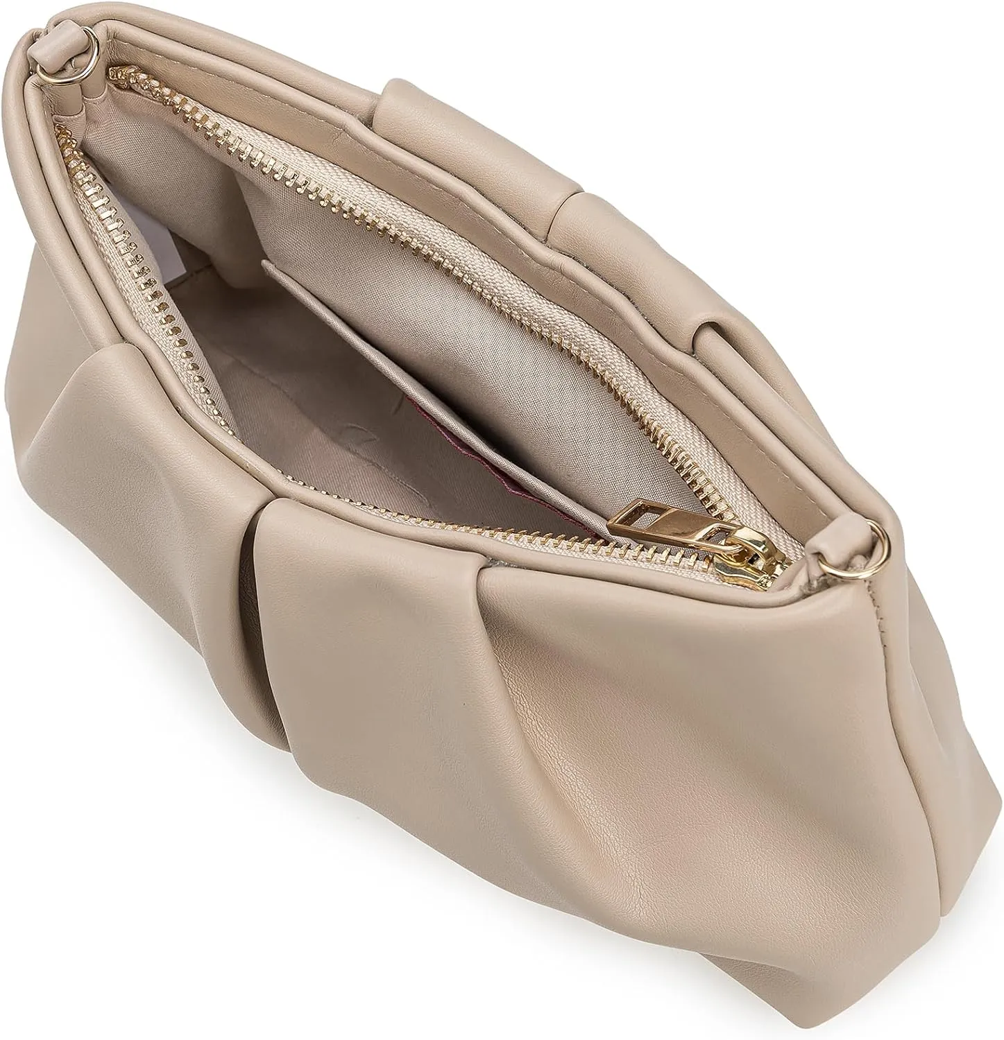 Pleated PU Clutch Evening Purse for Women Dressy Formal Faux Leather Shoulder Handbag