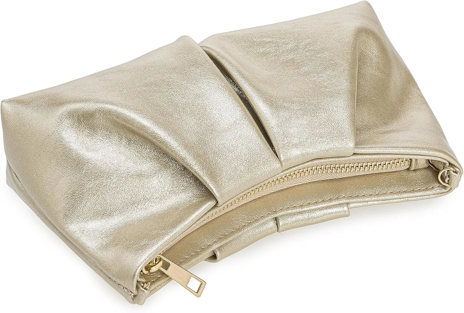 Pleated PU Clutch Evening Purse for Women Dressy Formal Faux Leather Shoulder Handbag