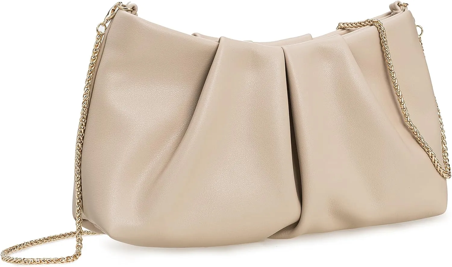 Pleated PU Clutch Evening Purse for Women Dressy Formal Faux Leather Shoulder Handbag