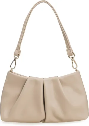 Pleated PU Clutch Evening Purse for Women Dressy Formal Faux Leather Shoulder Handbag