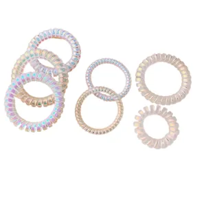 Ponytail Holders 7Pcs Mermaid Color Symphony Phone Cord Hair Ring Laser Hair Rope Traceless Phone Cord Headband Rubber Band