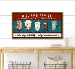 Pretty Perfect Studio Custom Lets All Go to the Lobby, Snack Station Candy Concession Stand Cart for Movie Room Box Office Theatre Canvas Wall Art 12"x36"