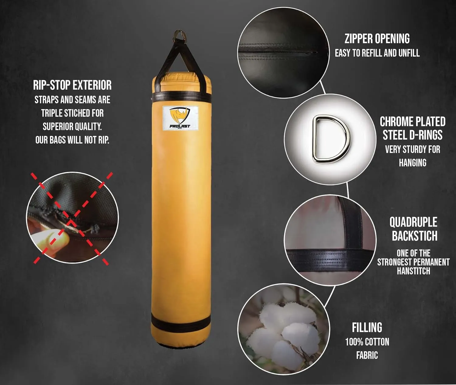 PROLAST 5ft Filled 100LB Boxing MMA Muay Thai 5ft Heavy Punching Kicking Bag