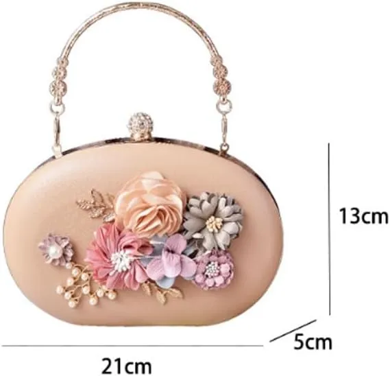 PU Leather Evening Bag French Flower Decoration Clutch Purses