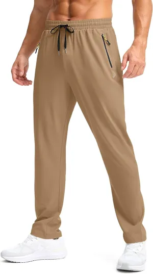 Pudolla Men's Lightweight Hiking Pants Quick-Dry Outdoor Sweatpants with Zipper Pockets for Casual Travel Athletic Workout
