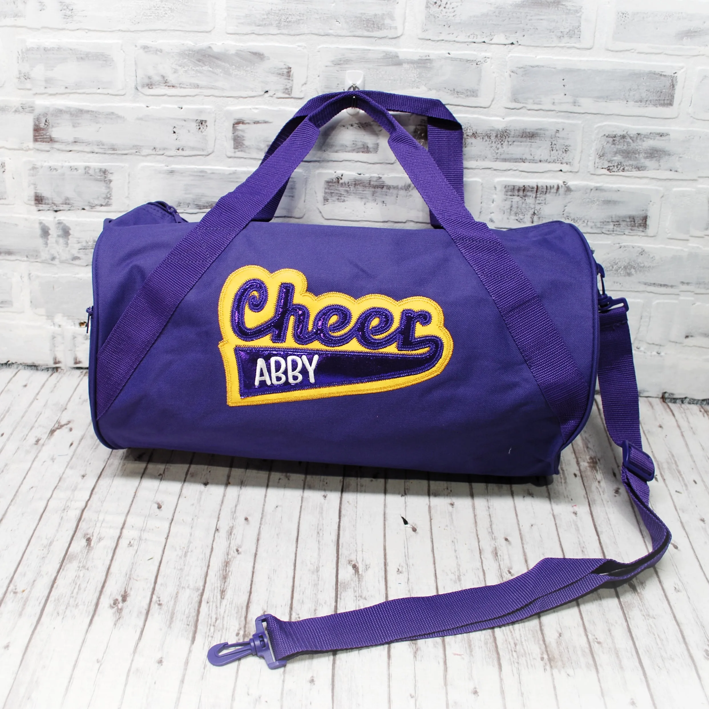 Purple Sport Gold Personalized Cheer Tote or Duffle Bag