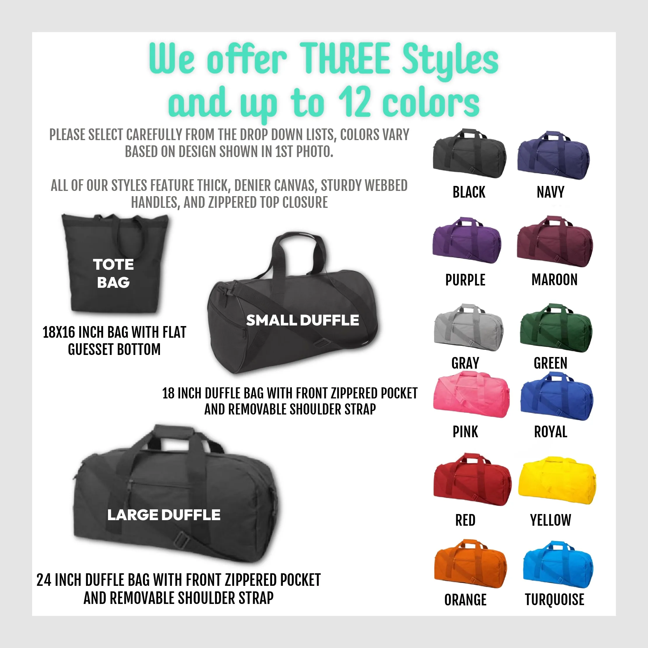 Purple Sport Gold Personalized Cheer Tote or Duffle Bag