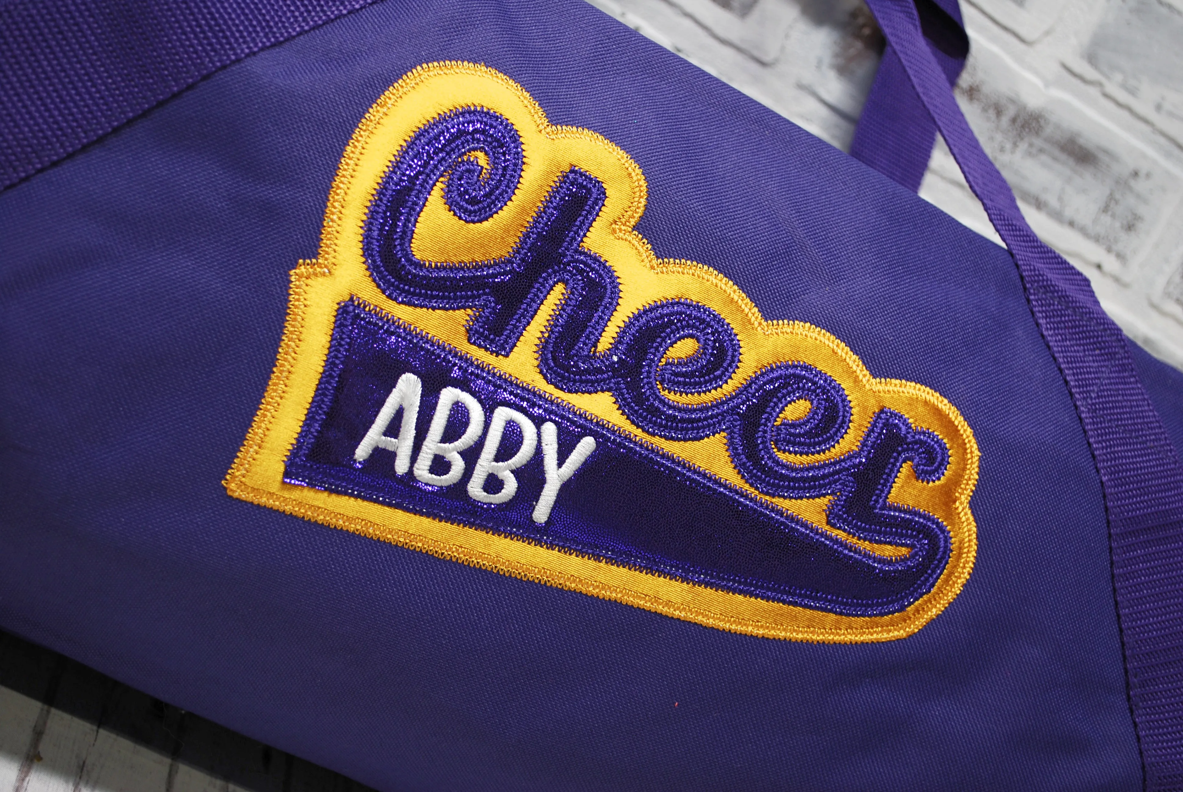 Purple Sport Gold Personalized Cheer Tote or Duffle Bag