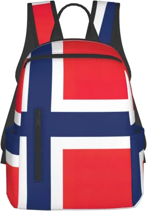 QIN&ZHENG Norwegian flag Print Personalized Backpack for Men Women Stylish Funny Casual Daypack for Travel Work Gym Bag