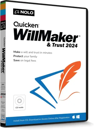 Quicken WillMaker & Trust 2024 - Estate Planning Software - Includes Will, Living Trust, Health Care Directive, Financial, Power of Attorney - Legally Binding - [CD, PC/Mac Download, Online]