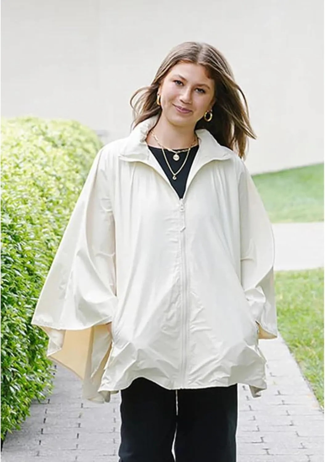 Rainraps Rain Poncho Jacket Waterproof Rain Cape | One-Size Reversible Fashionable Water-Repellent,