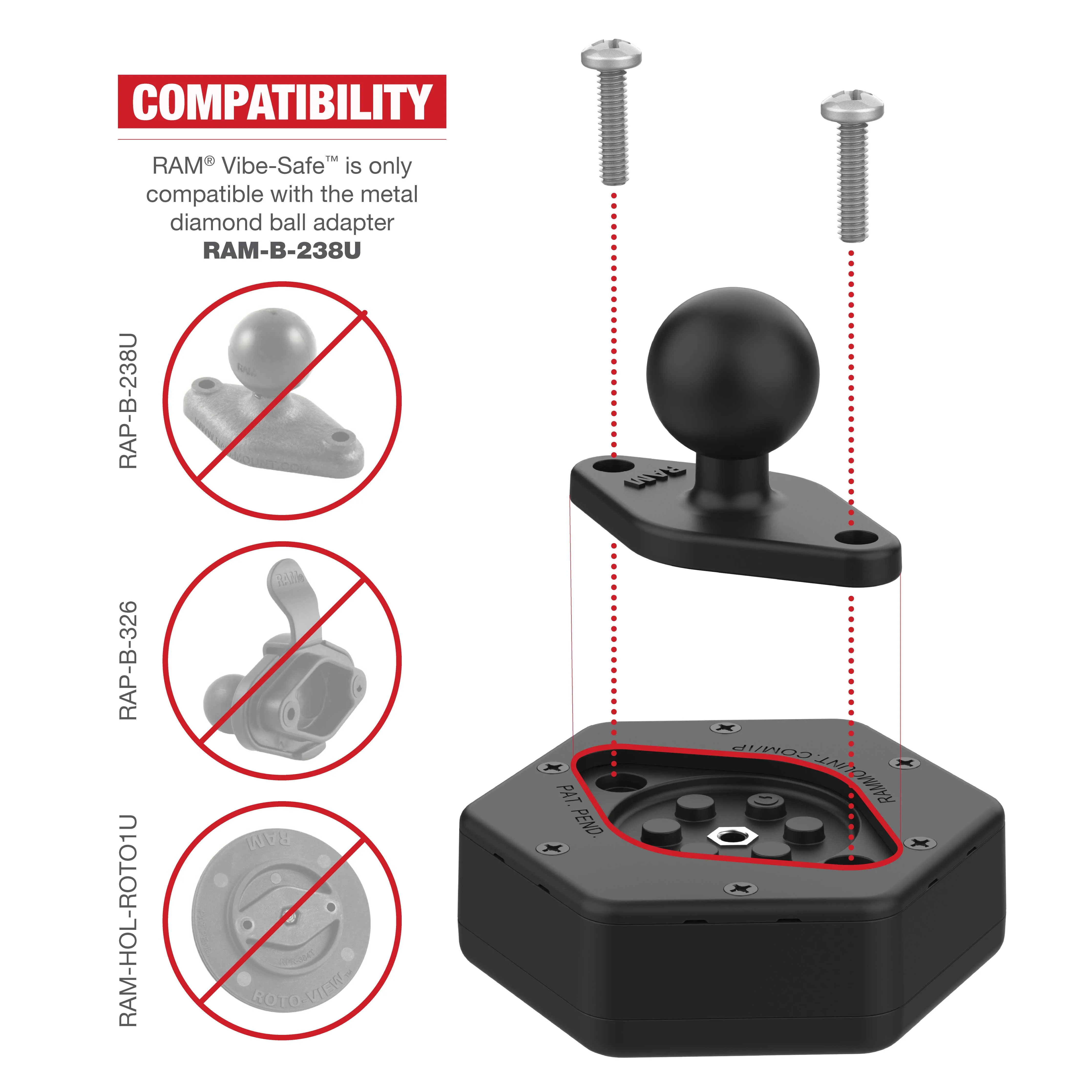 RAM® Vibe-Safe™ with NPT Adapter for 2-Hole Holders (RAP-462NPT)