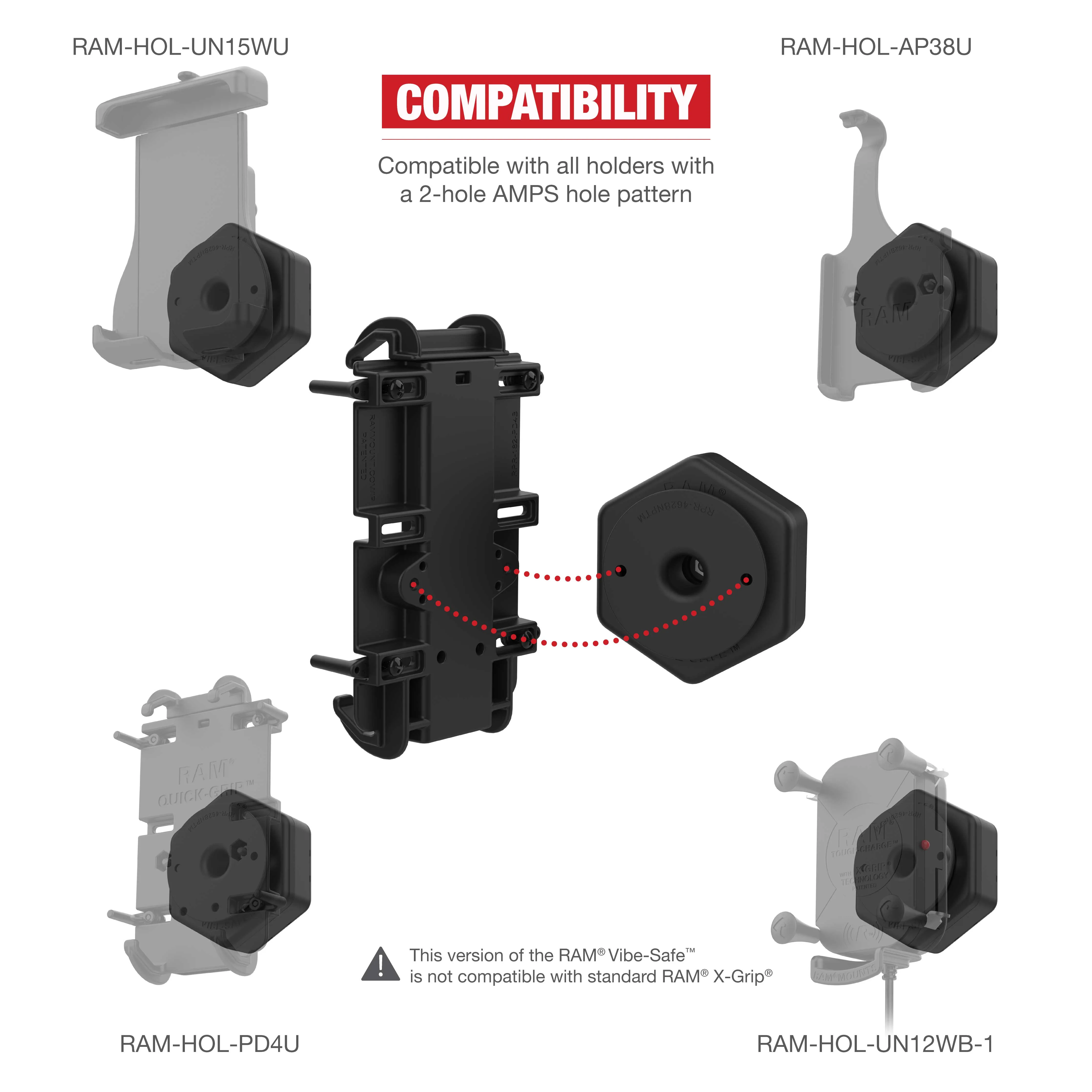 RAM® Vibe-Safe™ with NPT Adapter for 2-Hole Holders (RAP-462NPT)