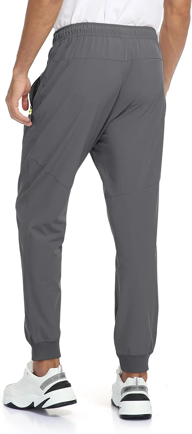 Rapoo Men's Lightweight Joggers Pants Quick Dry Workout Track Running Gym Athletic Pants with 3 Zipper Pockets