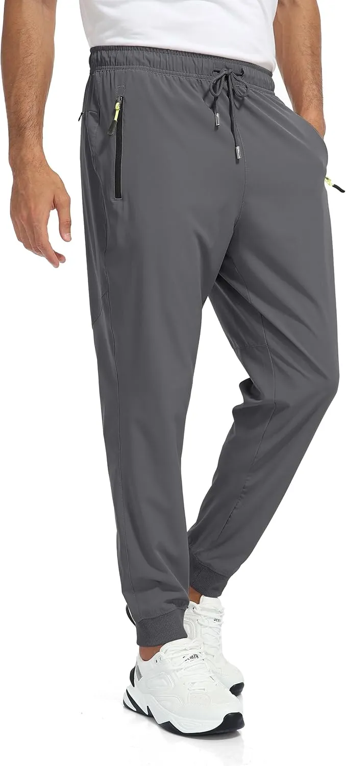 Rapoo Men's Lightweight Joggers Pants Quick Dry Workout Track Running Gym Athletic Pants with 3 Zipper Pockets