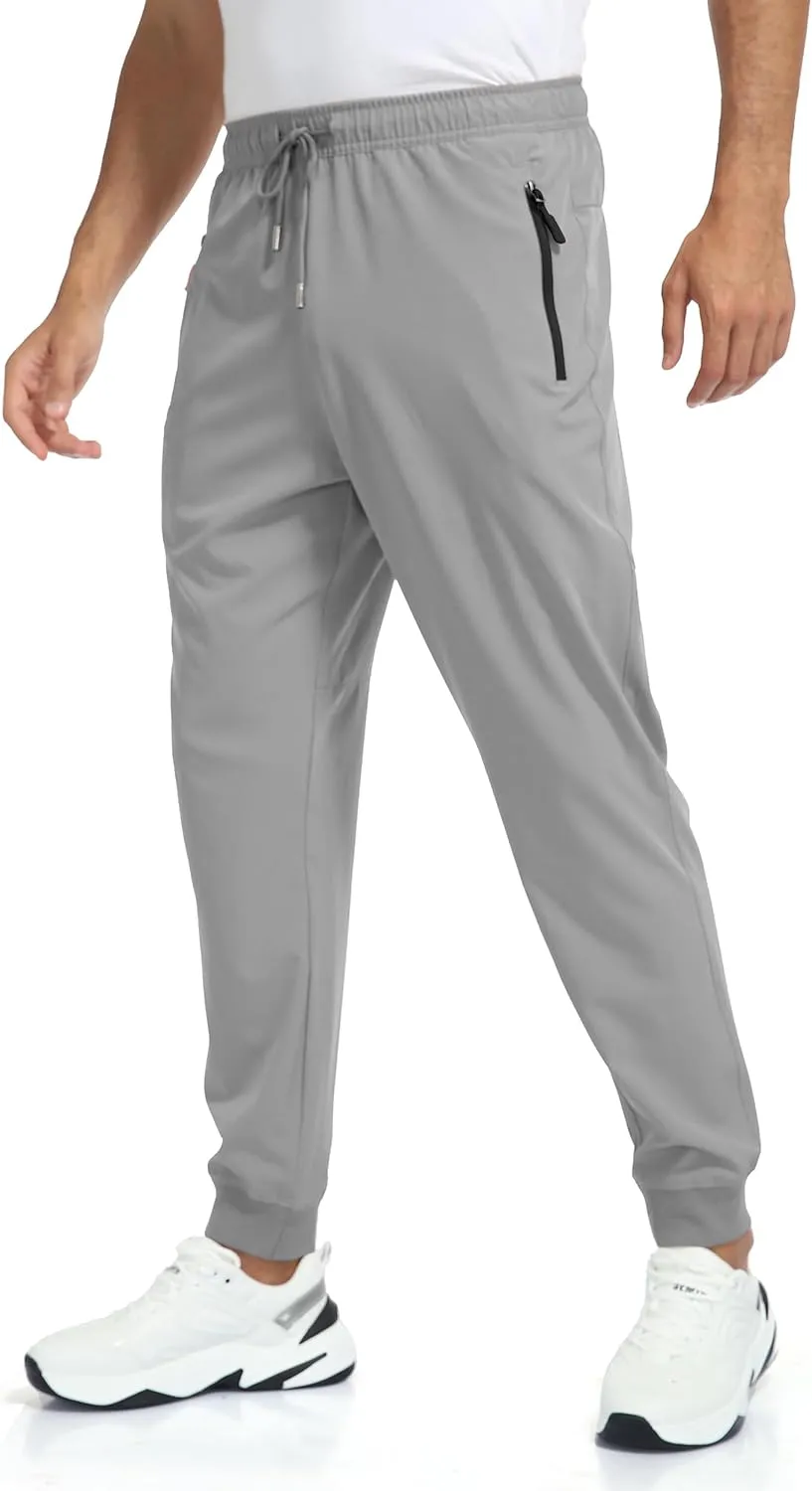 Rapoo Men's Lightweight Joggers Pants Quick Dry Workout Track Running Gym Athletic Pants with 3 Zipper Pockets