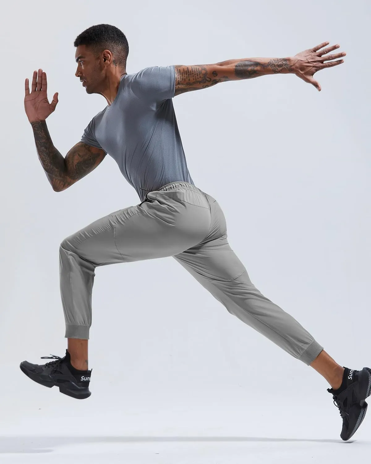 Rapoo Men's Lightweight Joggers Pants Quick Dry Workout Track Running Gym Athletic Pants with 3 Zipper Pockets