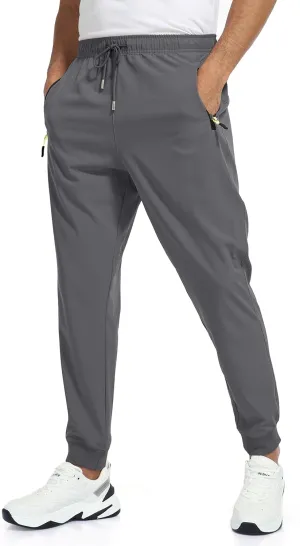 Rapoo Men's Lightweight Joggers Pants Quick Dry Workout Track Running Gym Athletic Pants with 3 Zipper Pockets
