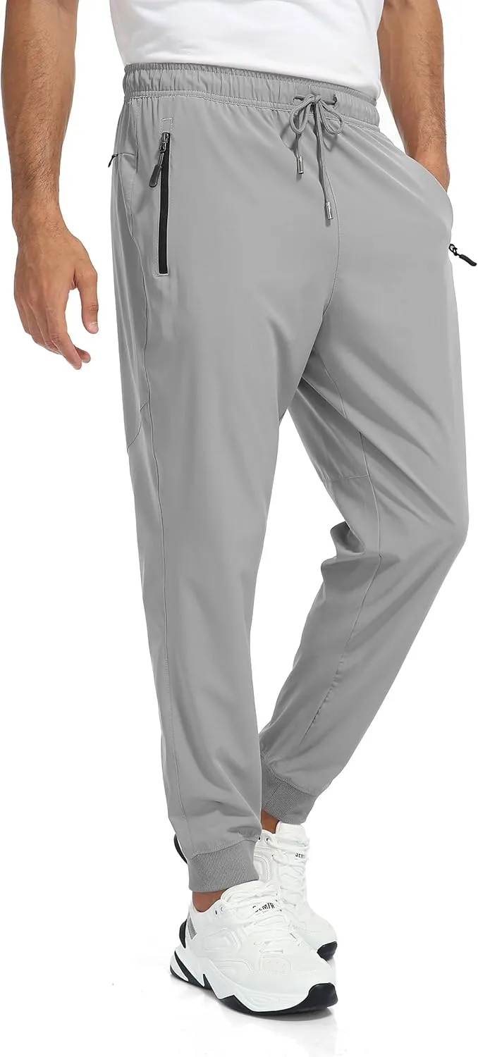 Rapoo Men's Lightweight Joggers Pants Quick Dry Workout Track Running Gym Athletic Pants with 3 Zipper Pockets